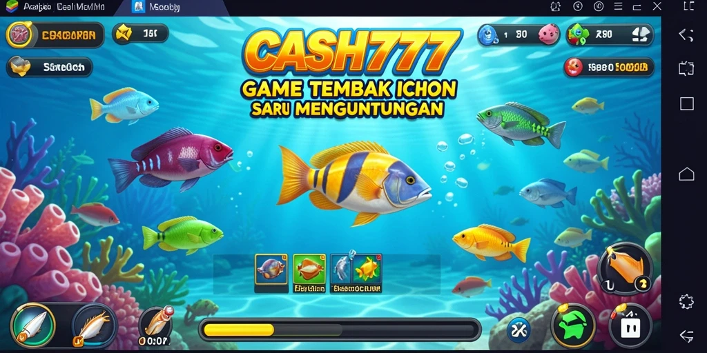 Screenshot gameplay CASH777 yang menunjukkan aksi menembak ikan.