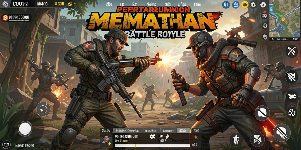 Screenshot menampilkan aksi seru dalam permainan Battle Royale COO77.