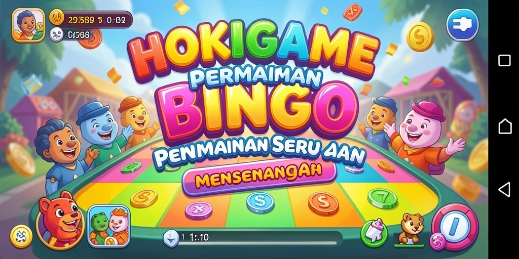 Tampilan gameplay seru dalam HOKIGAME dengan suasana Bingo yang menarik.