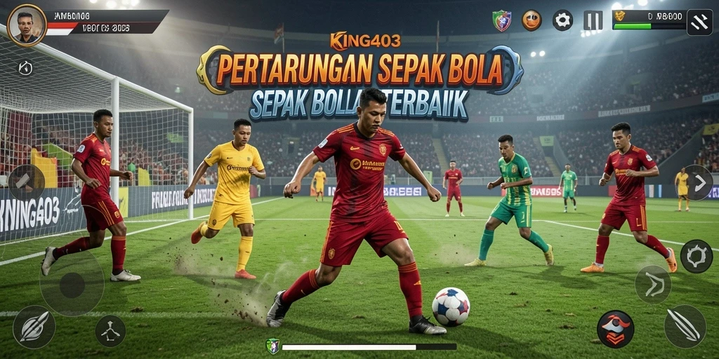 Tangkapan layar dari KING403 menampilkan aksi seru permainan sepak bola.