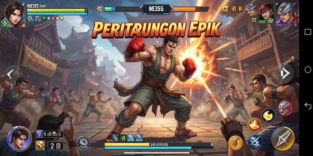 Tampilan pertarungan epik dalam gameplay ME355 yang mendebarkan.