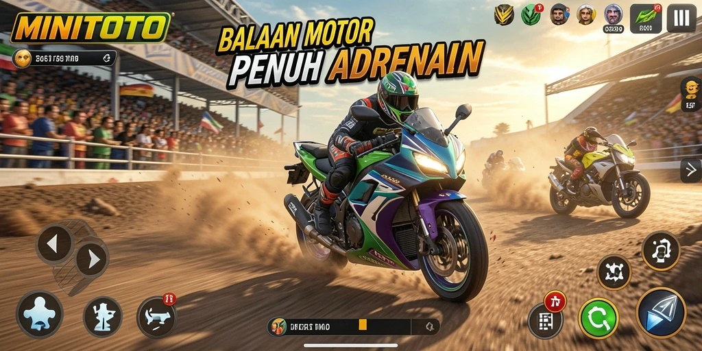 Gameplay seru dan mendebarkan di MINITOTO dengan balapan motor yang cepat.