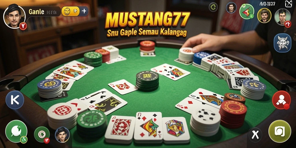 Tampilan gameplay seru saat bermain Gaple di MUSTANG77.