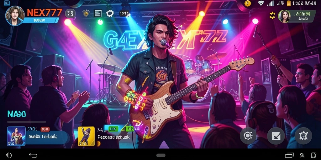 Gameplay NEX777 menampilkan keseruan bermain musik dengan efek visual menarik.