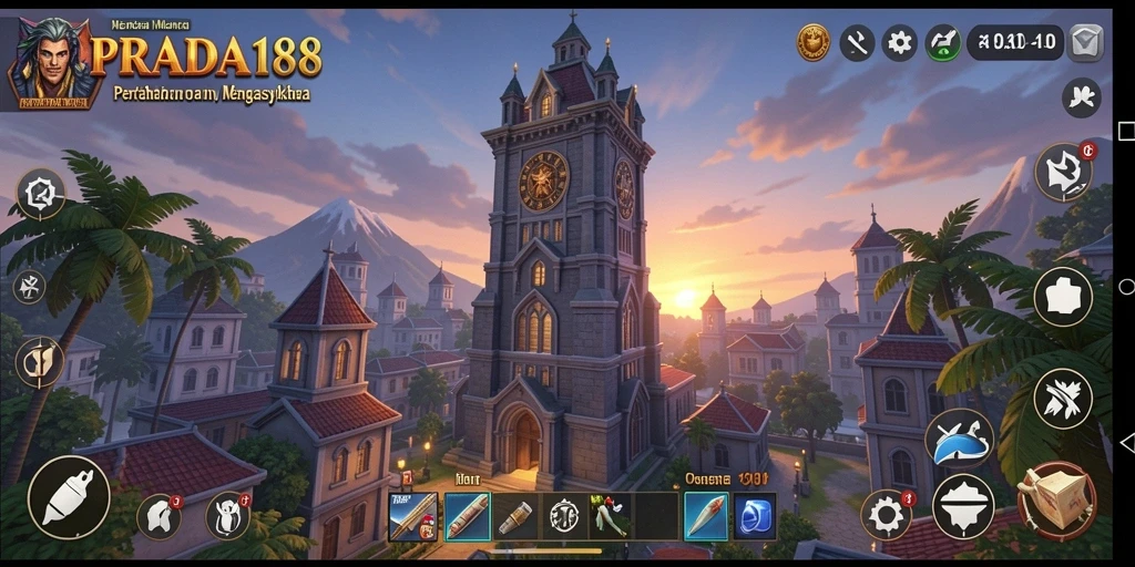 Tampilan gameplay seru dan strategi menara dalam PRADA188.