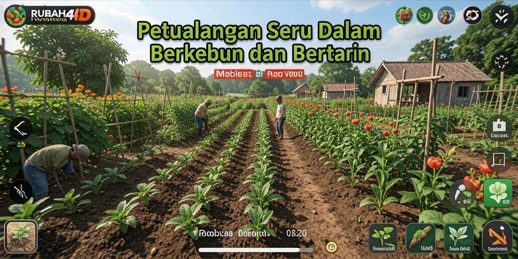 Tampilan menarik dari gameplay RUBAH4D yang menggambarkan kebun yang subur.