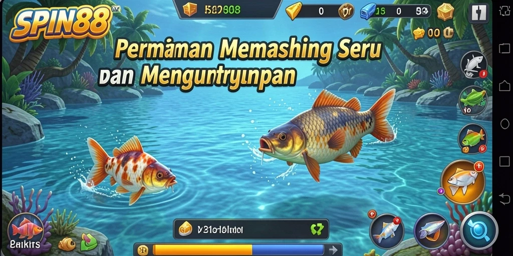 Tampilan menarik dari gameplay SPIN88 saat memancing ikan.