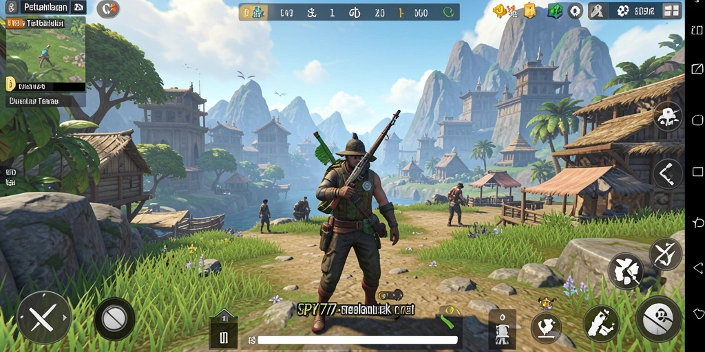 Tampilan menawan dari gameplay SPY77 di dunia terbuka.